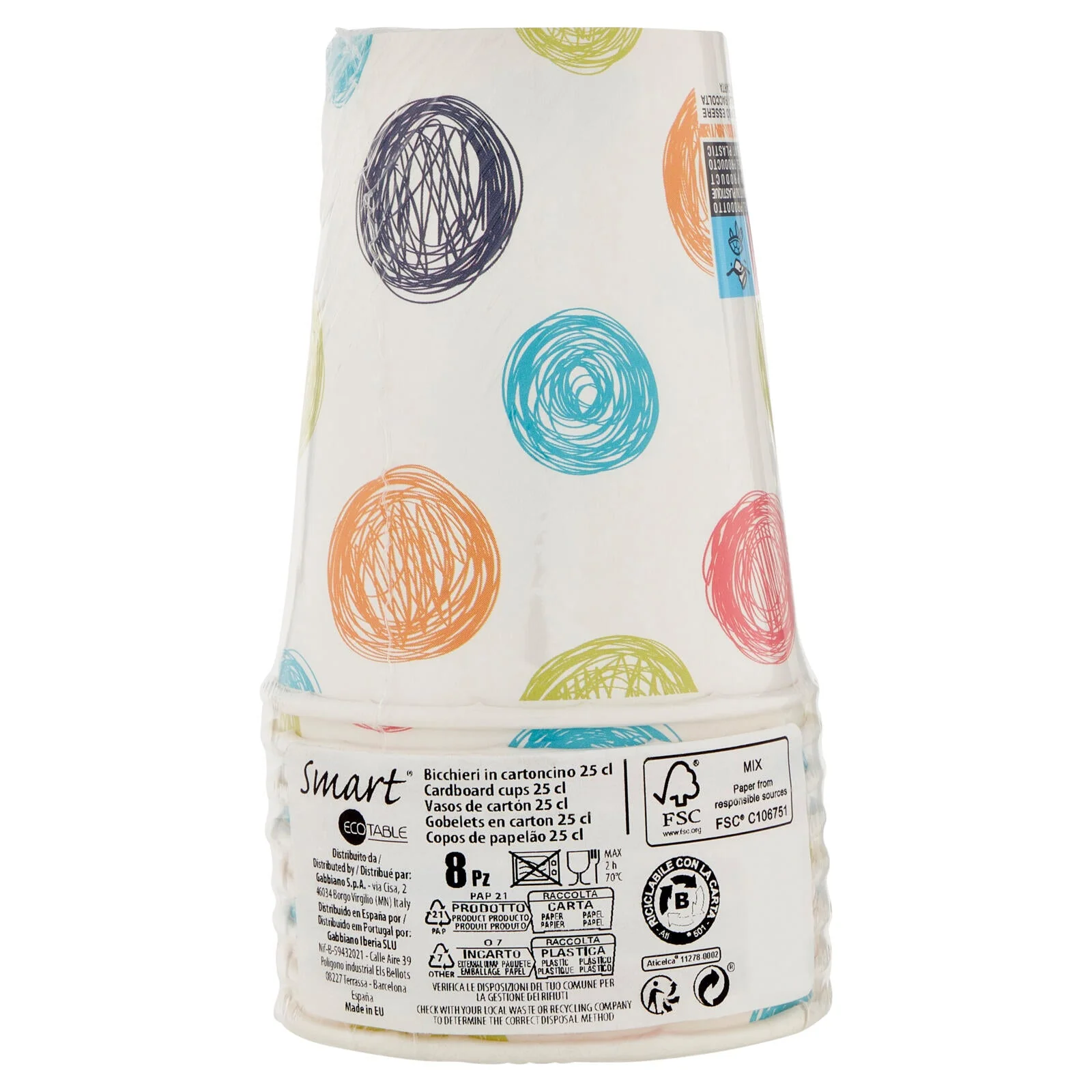 Smart Ecotable Bicchieri in cartoncino 25 cl 8 pz - Image 2