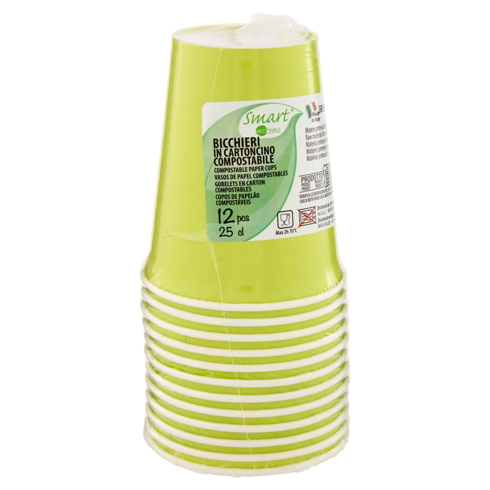 Smart Ecotable Bicchieri in Cartoncino Compostabile 25 cl Green Anis 12 pz - Image 2