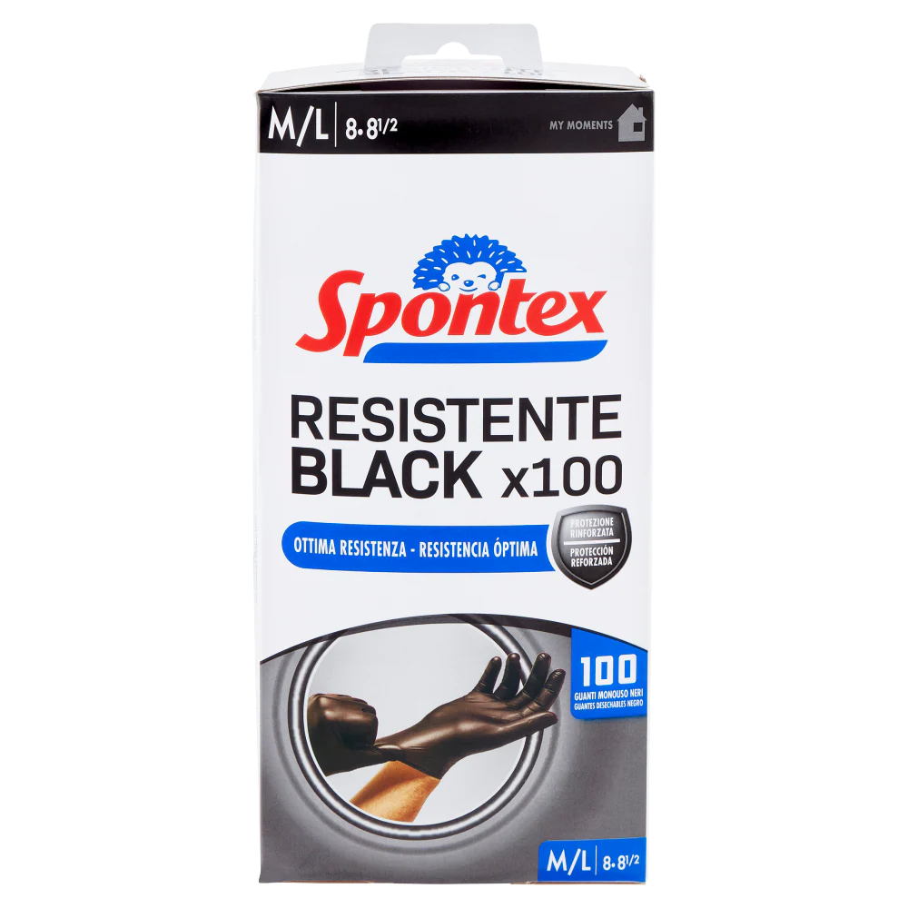 Spontex Guanti Usa&Getta Resistente Black x100 Taglia M/G - Image 2
