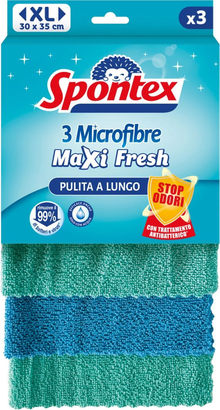 Spontex - Panni Microfibra Maxi Fresh Antibatt - 3 Pezzi - Image 2