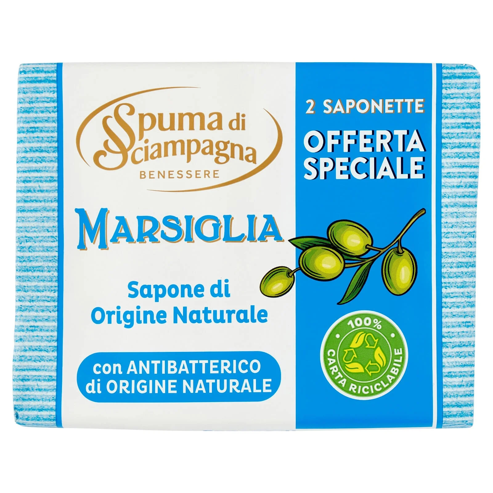 Spuma di Sciampagna Benessere Marsiglia Sapone di Origine Naturale 2 x 125 g