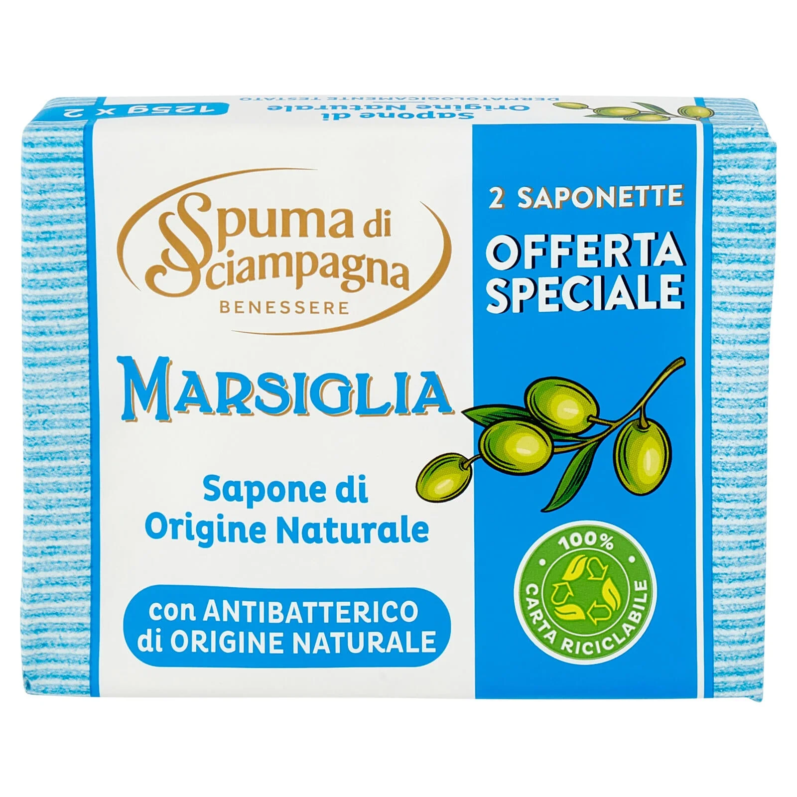 Spuma di Sciampagna Benessere Marsiglia Sapone di Origine Naturale 2 x 125 g - Image 2
