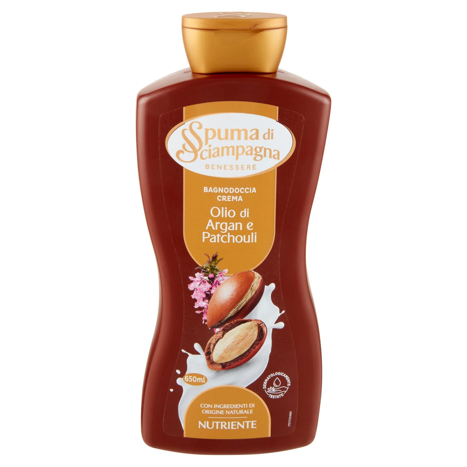 Spuma di Sciampagna Benessere Olio di Argan e Patchouli Bagnodoccia crema Nutriente 650 ml - Image 2