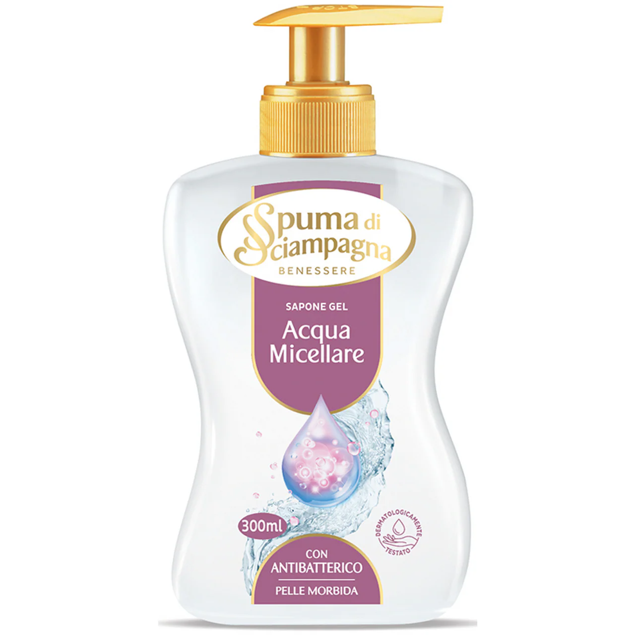 Spuma Di Sciampagna - Sapone Gel Acqua Micellare Con Antibatterico Erogatore - 300 Ml