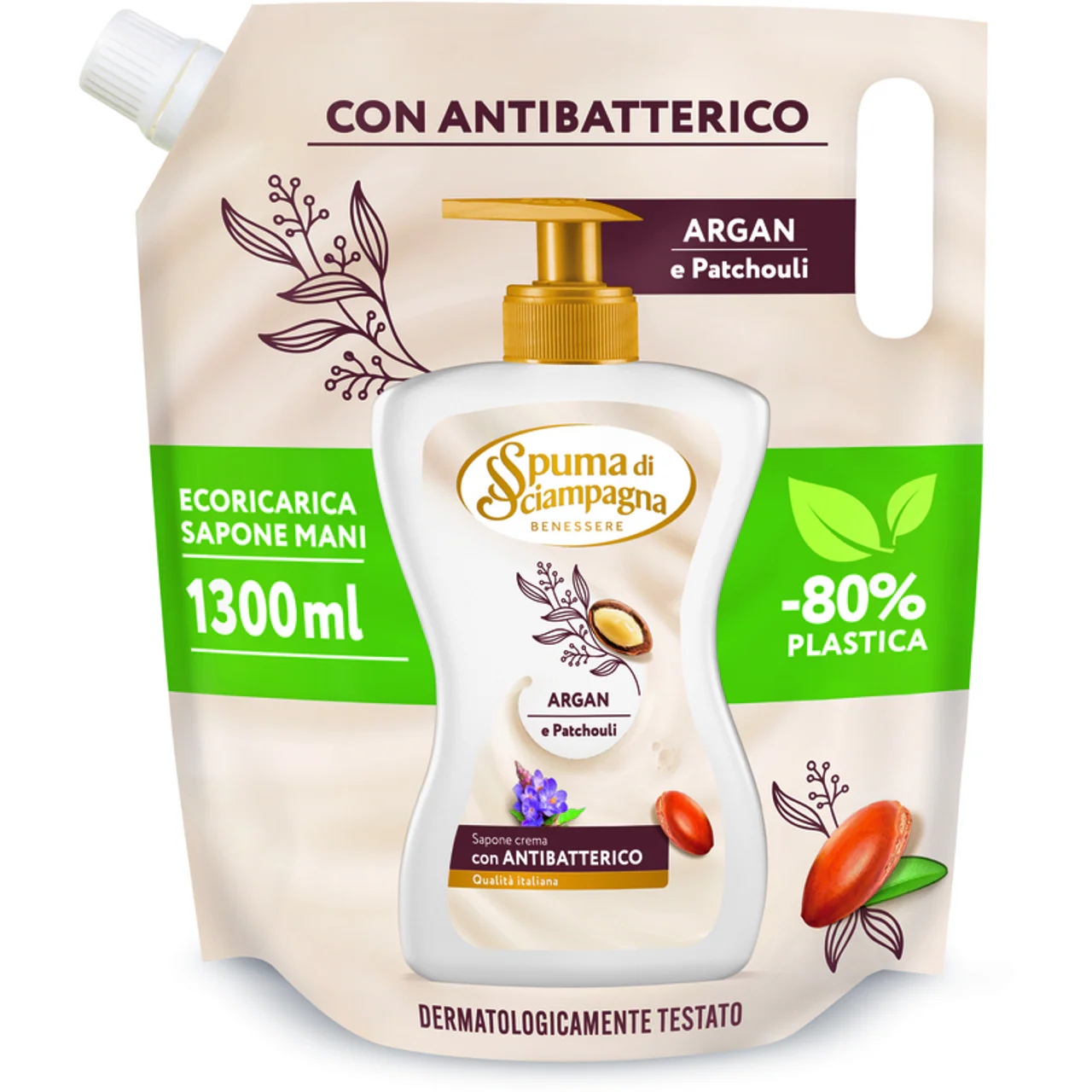 Spuma Di Sciampagna - Sapone Crema Mani Argan & Patchouli con Antibatterico - Ricarica 1300ml - Image 4