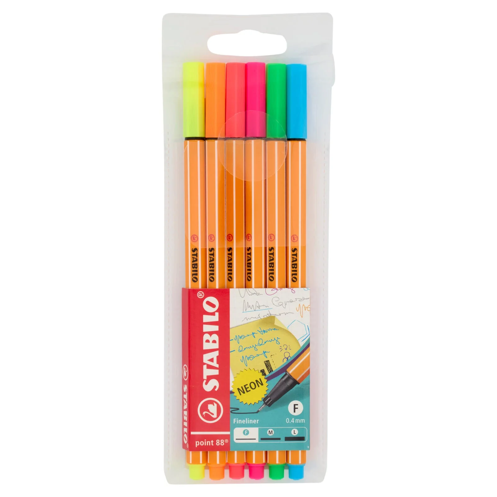 STABILO point 88 penna fineliner - astuccio da 6 pz. fluo