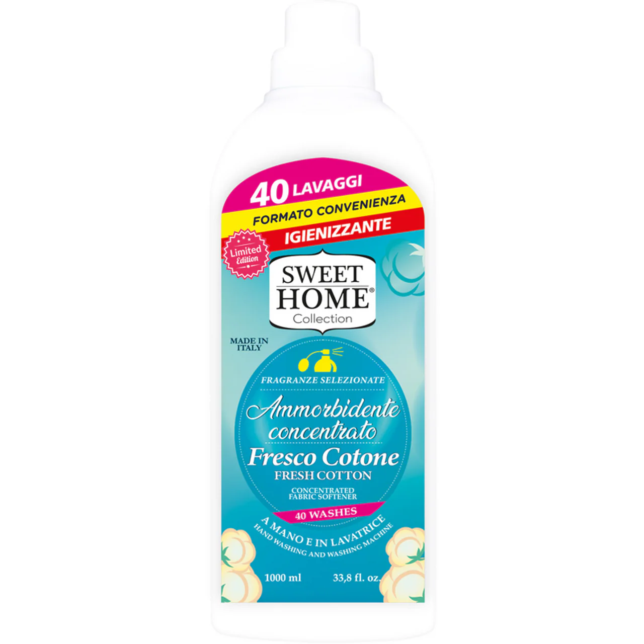 Sweet Home - Ammorbidente Concentrato Igienizzante Fresco Cotone - 1000 Ml