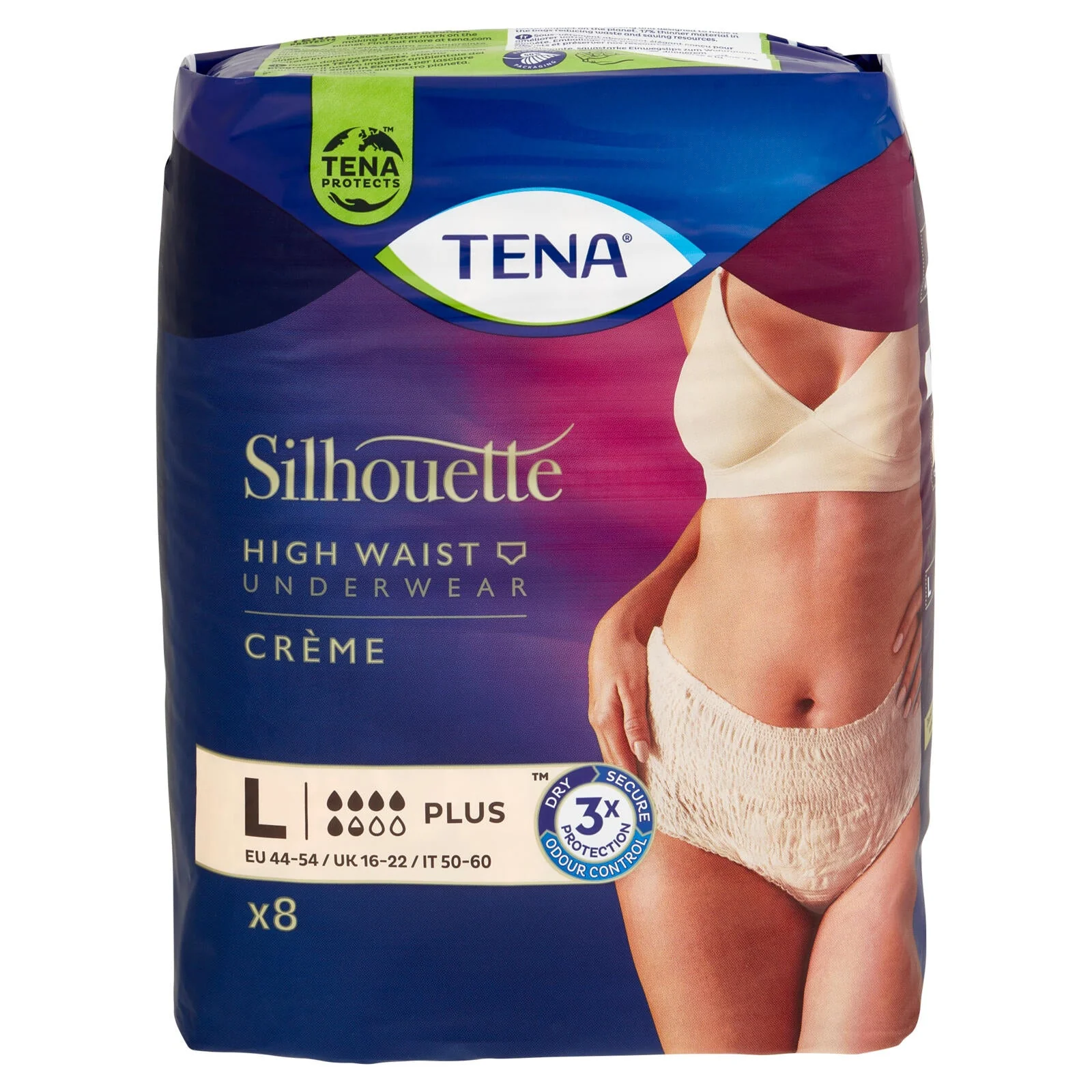 Tena Silhouette High Waist Underwear Crème Plus L 8 pz - Image 2