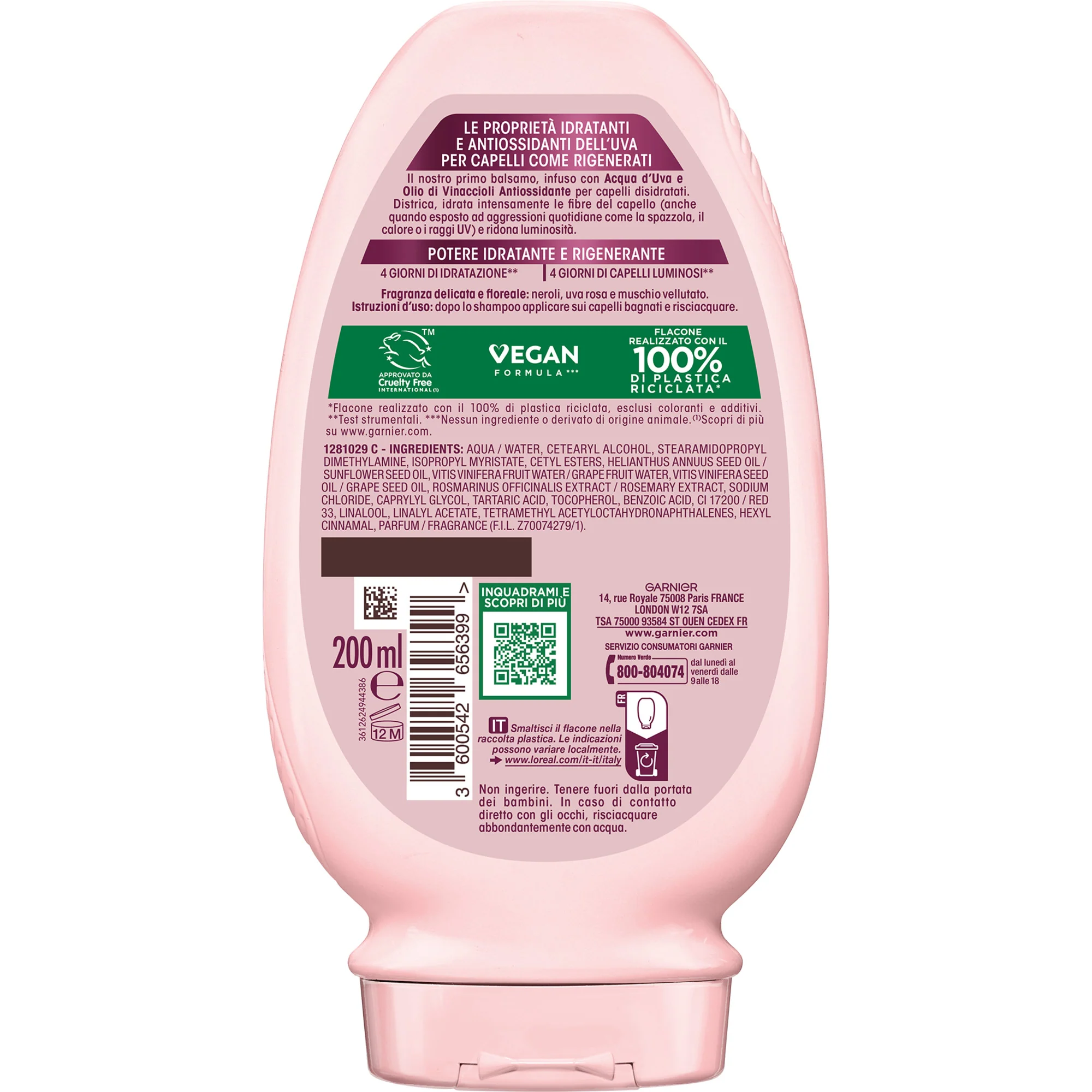 Garnier Ultra Dolce, Idratazione d'Uva, Balsamo Idratante & Rigenerante, 200ml - Image 2