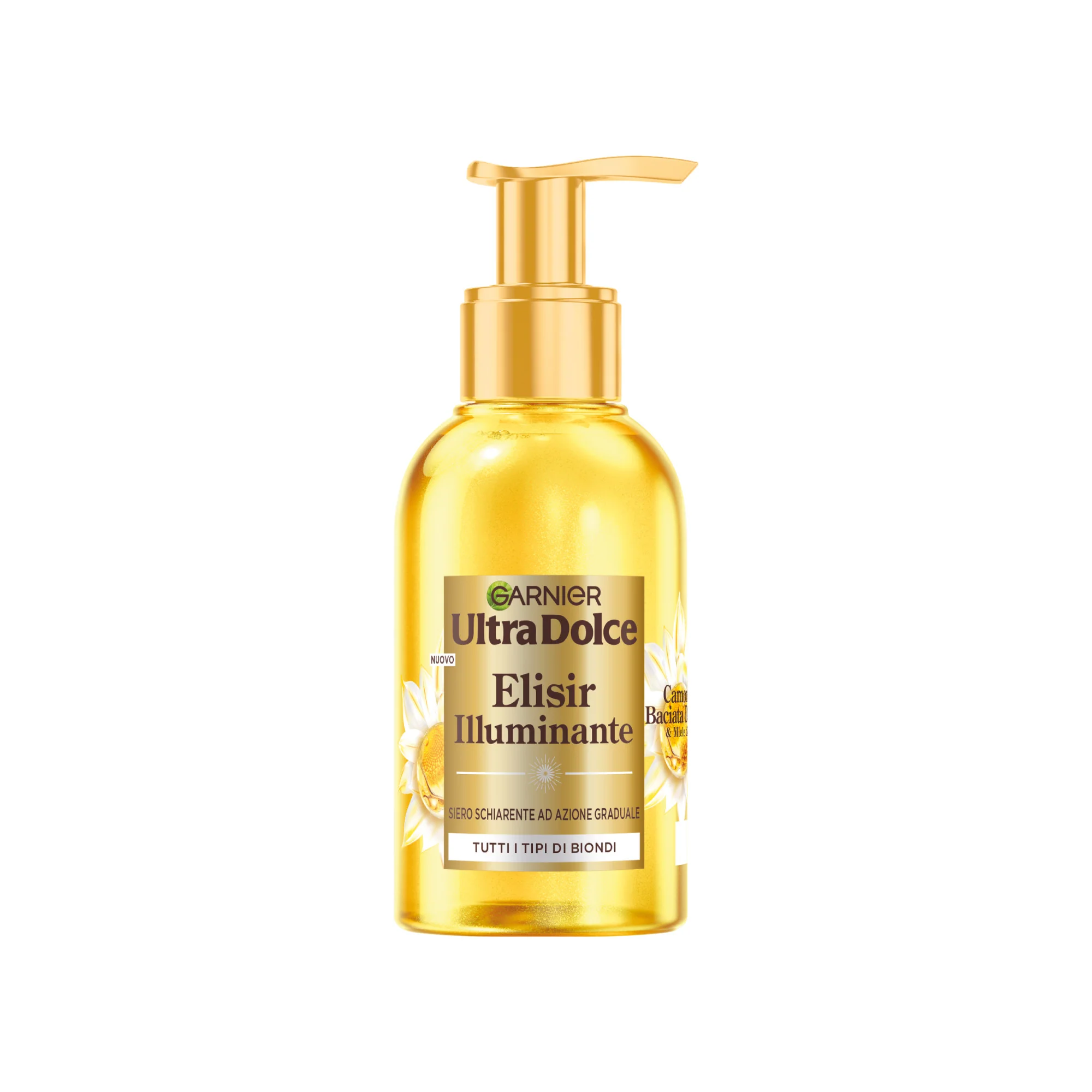 Ultra Dolce Camomilla Baciata dal Sole & Miele di Fiori, Elisir Illuminante, Siero Schiarente ad azione graduale, 120ml