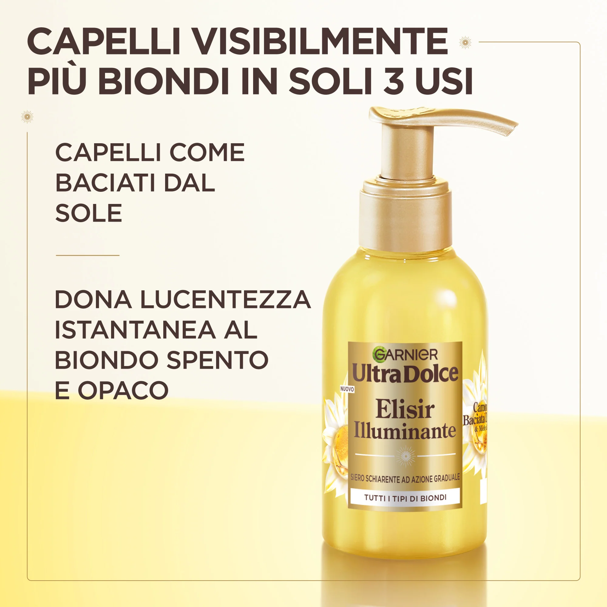 Ultra Dolce Camomilla Baciata dal Sole & Miele di Fiori, Elisir Illuminante, Siero Schiarente ad azione graduale, 120ml - Image 3
