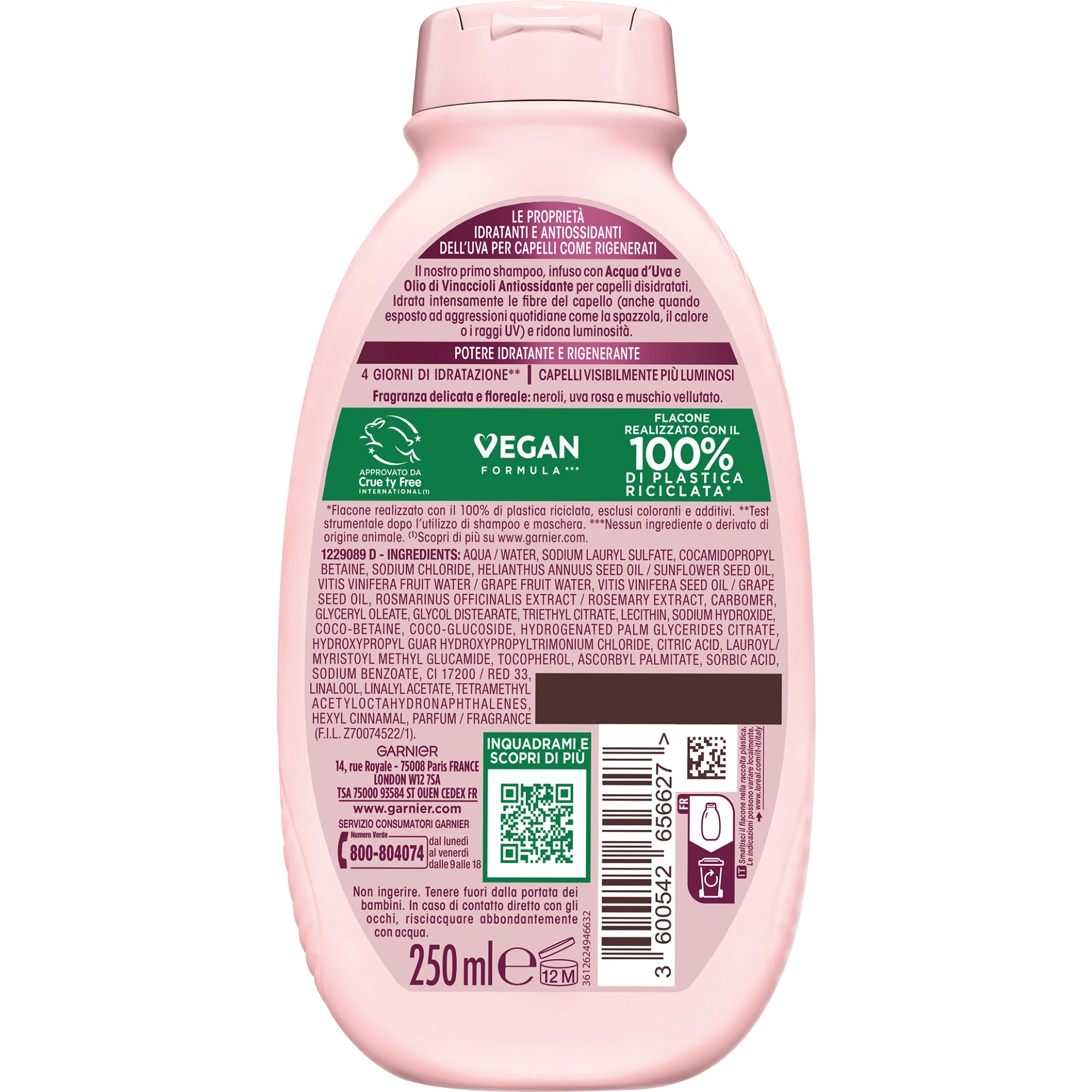 Garnier Ultra Dolce, Idratazione d'Uva, Shampoo Idratante & Rigenerante, 250ml - Image 2