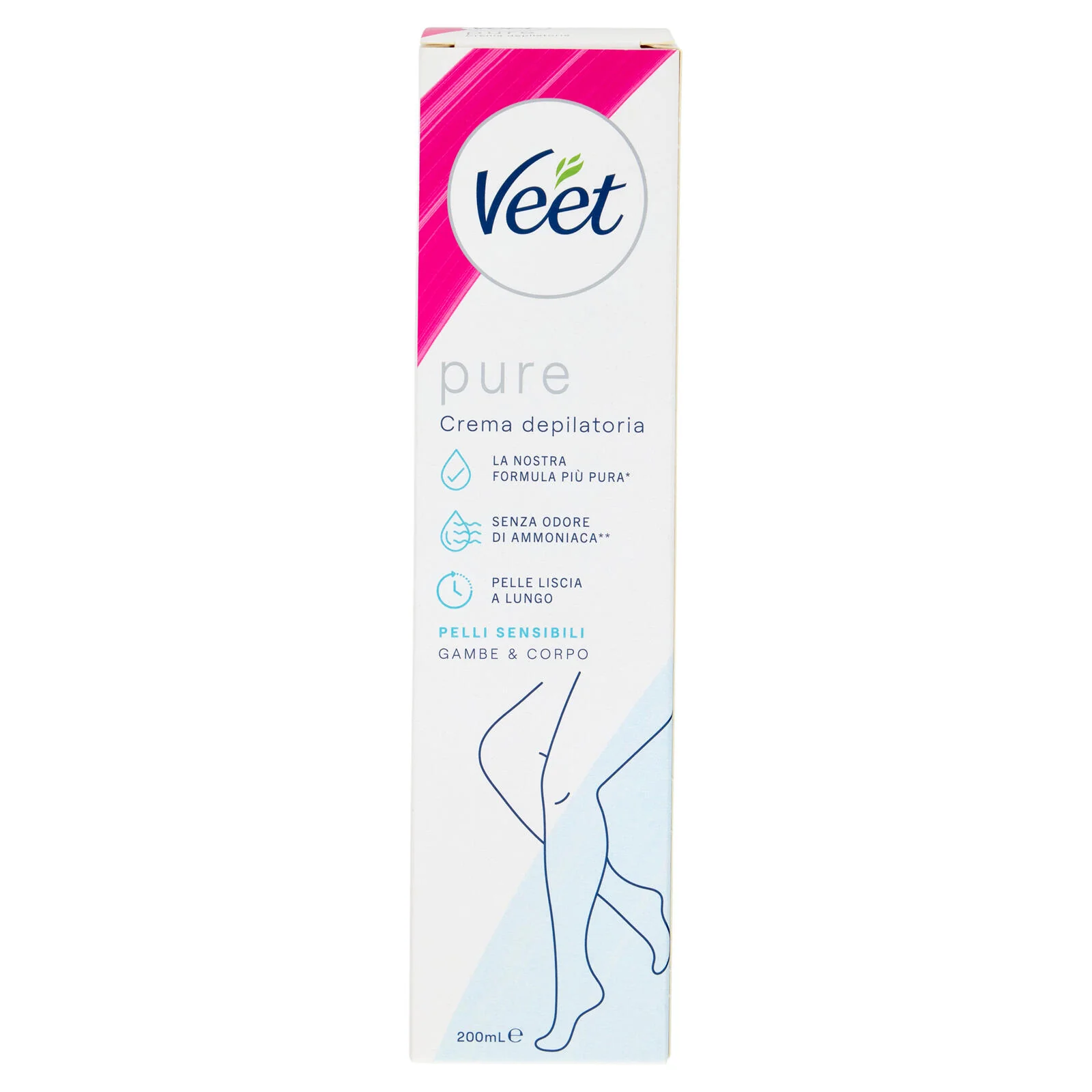 Veet Pure Crema Depilatoria Pelli Sensibili, per Gambe, Braccia, Ascelle e Zona Bikini, 200 ml - Image 2
