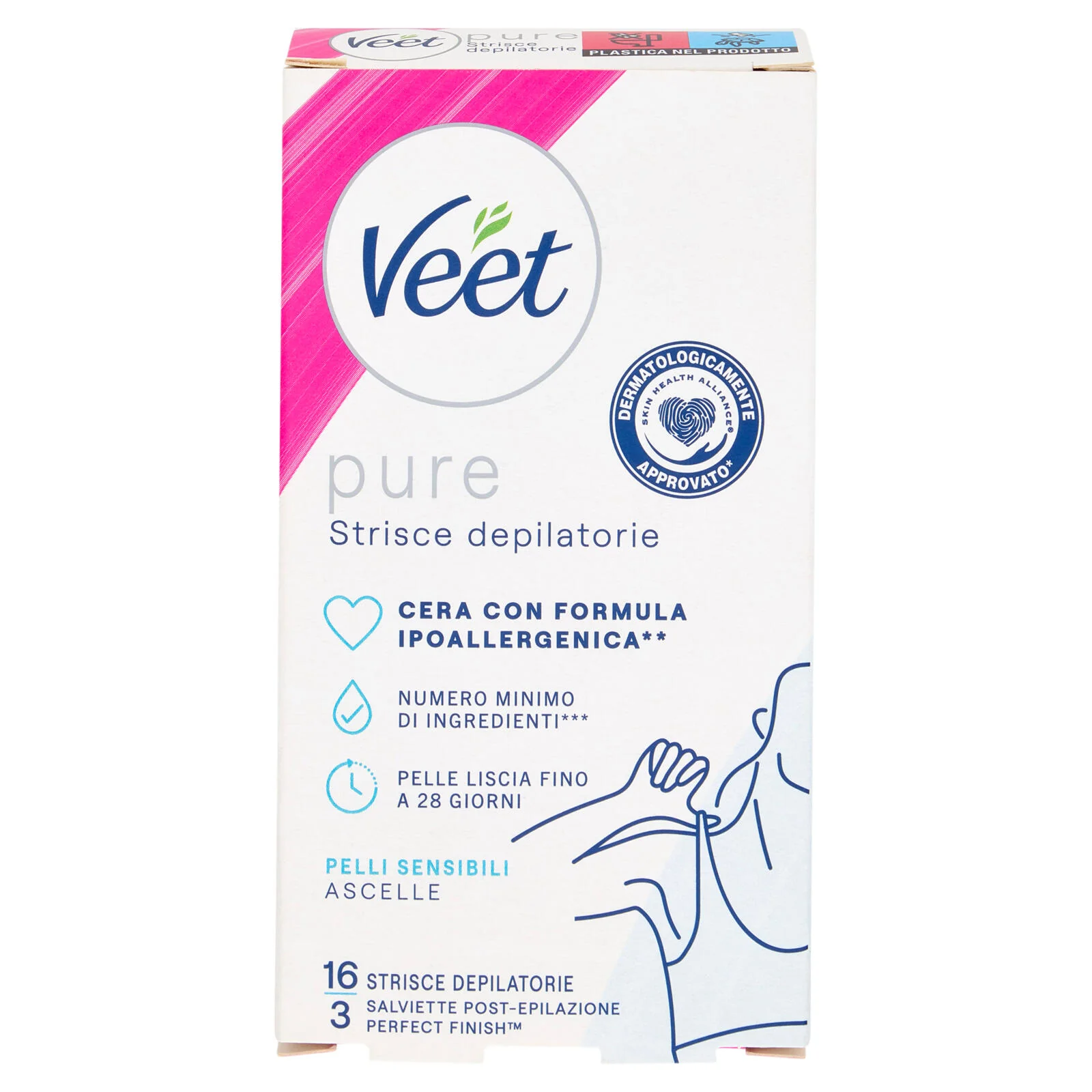 Veet Pure Strisce Ipoallergeniche Ascelle, Confezione da 16 Strisce - Image 2