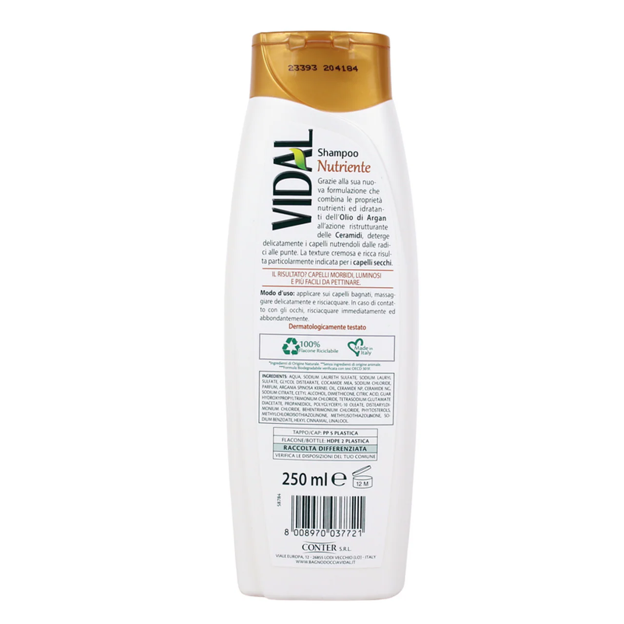 VIDAL - Shampoo nutriente con olio di argan e ceramidi per capelli secchi - 250 ml - Image 3