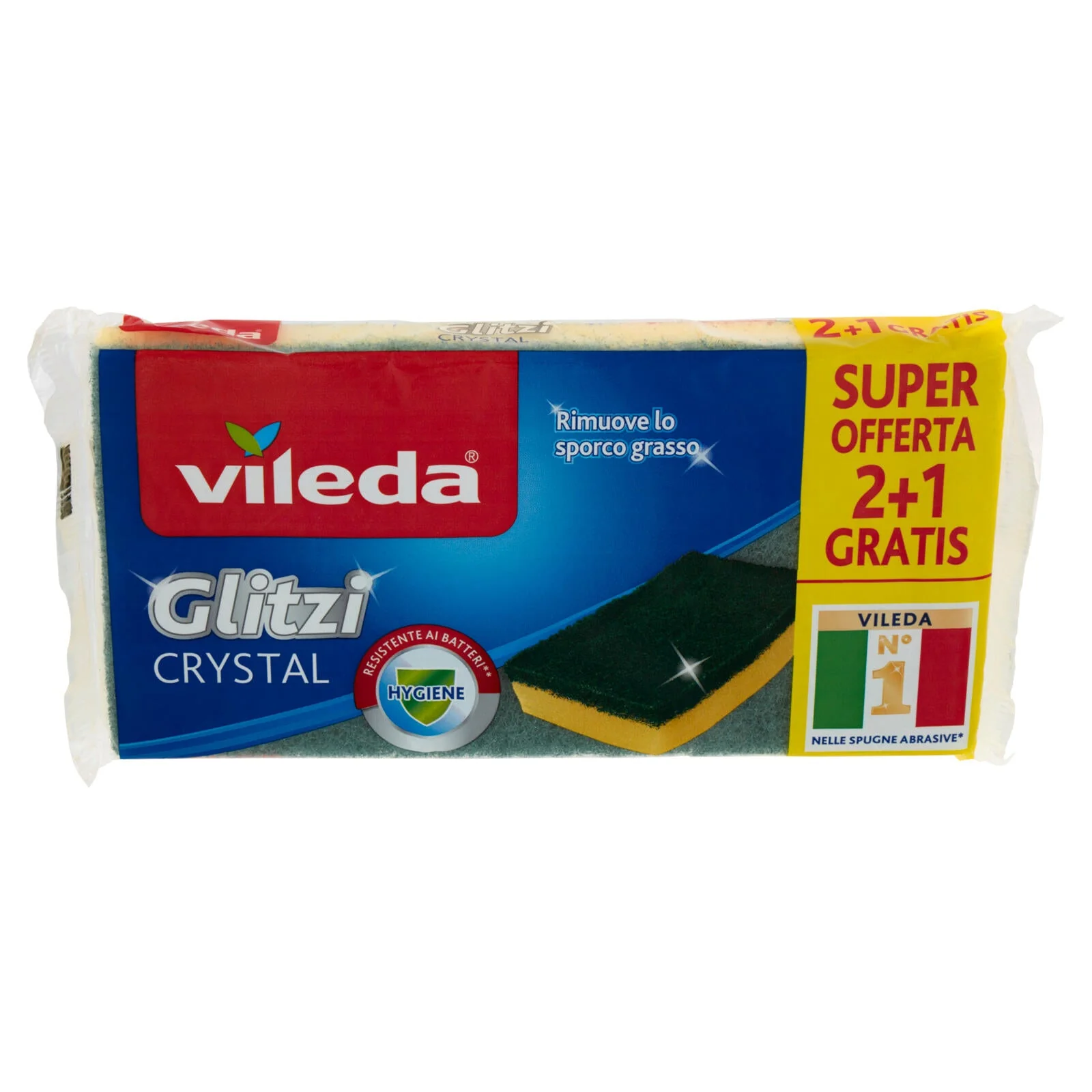 Vileda Glitzi Crystal - spugna abrasiva da cucina con trattamento antibatterico sulla fibra, 3x - Image 2
