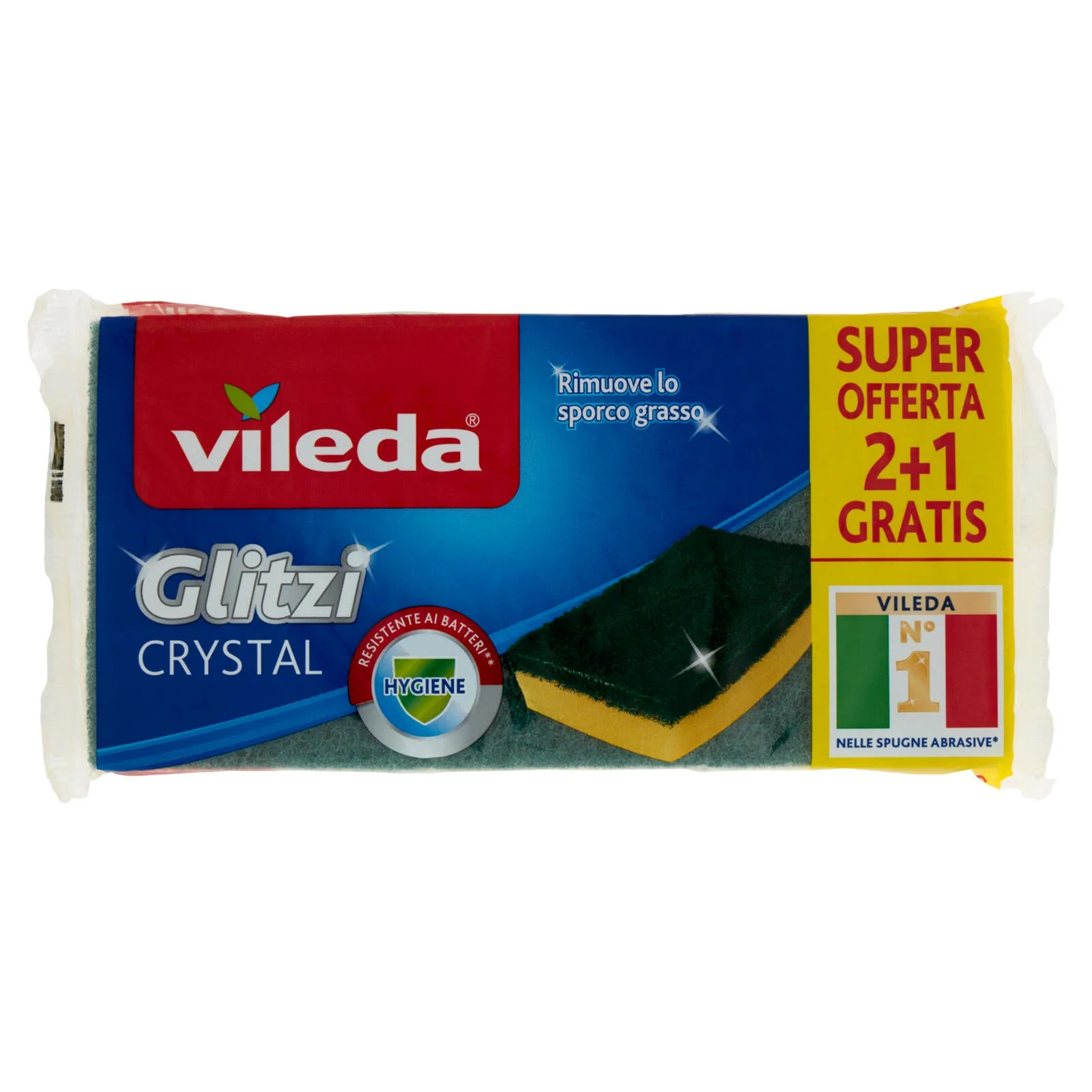 Vileda Glitzi Crystal - spugna abrasiva da cucina con trattamento antibatterico sulla fibra, 3x - Image 3