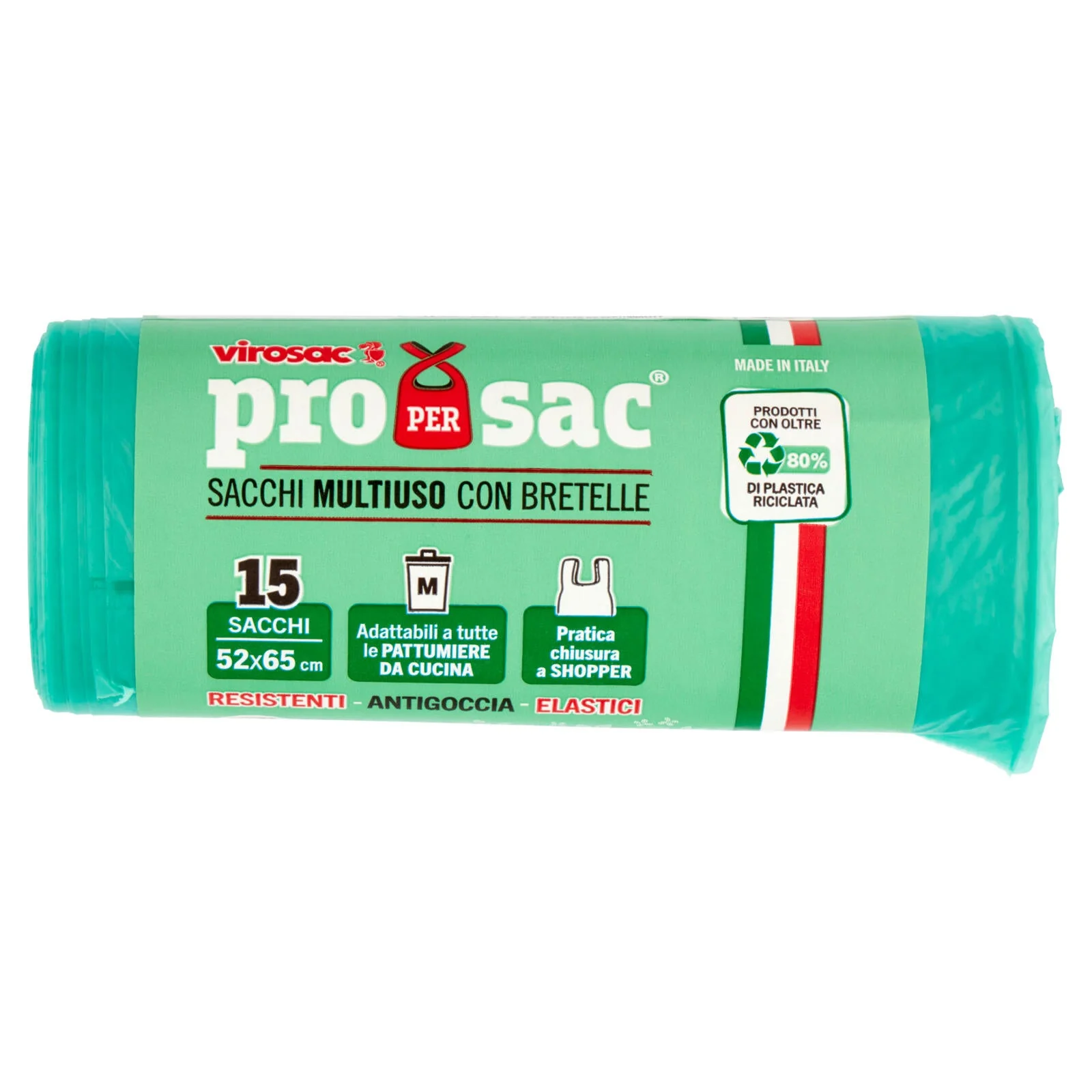 virosac propersac Sacchi Multiuso con Bretelle Delicato Profumo di Pino 52x65 cm M 30 Litri 15 pz - Image 2