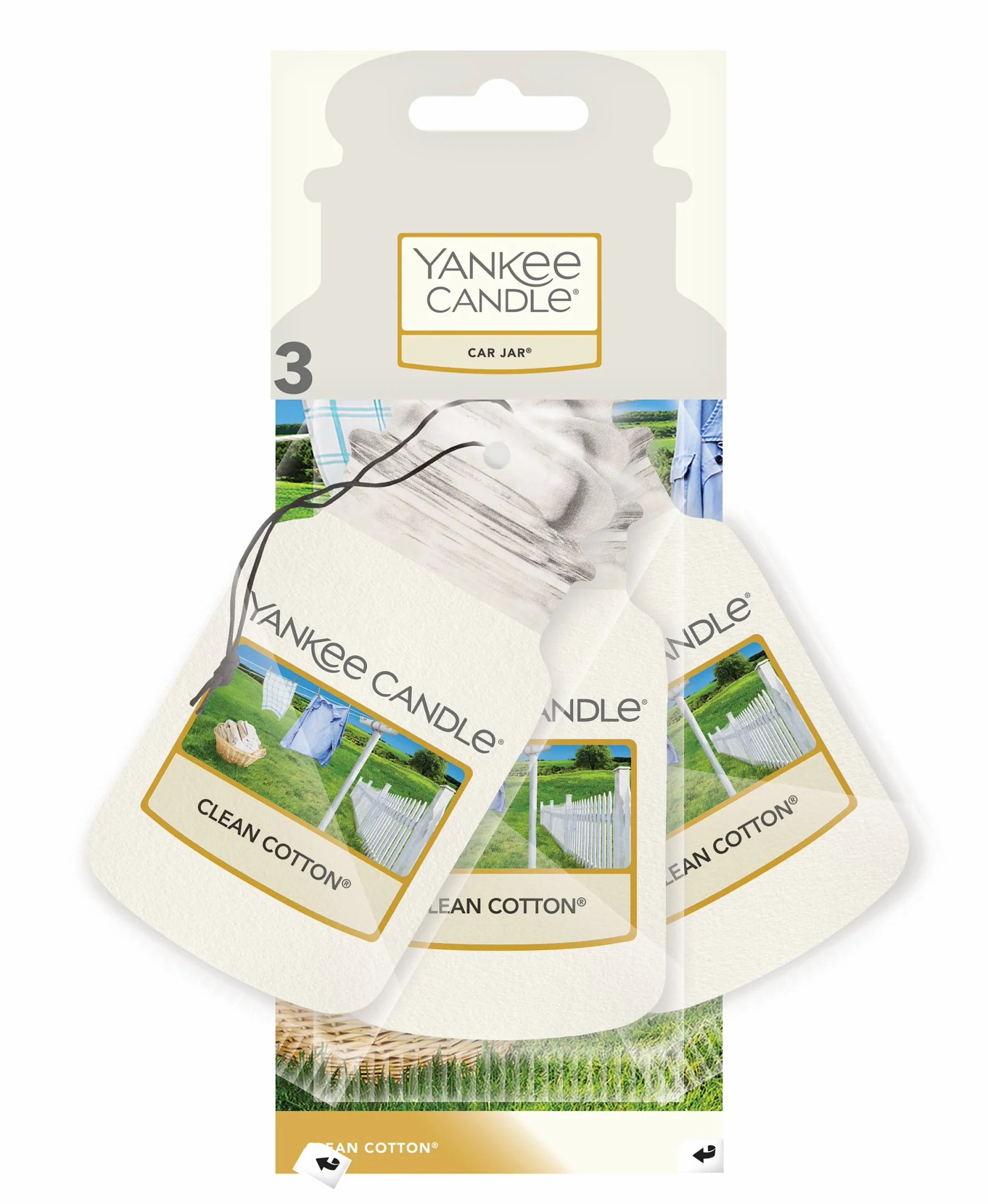 Yankee Candle - Car Jar Confezione Bonus Da 3 Clean Cotton