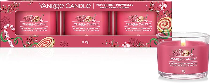 Yankee Candle - Candele votive in vetro - set da 3 - Peppermint Pinwheels - Image 2