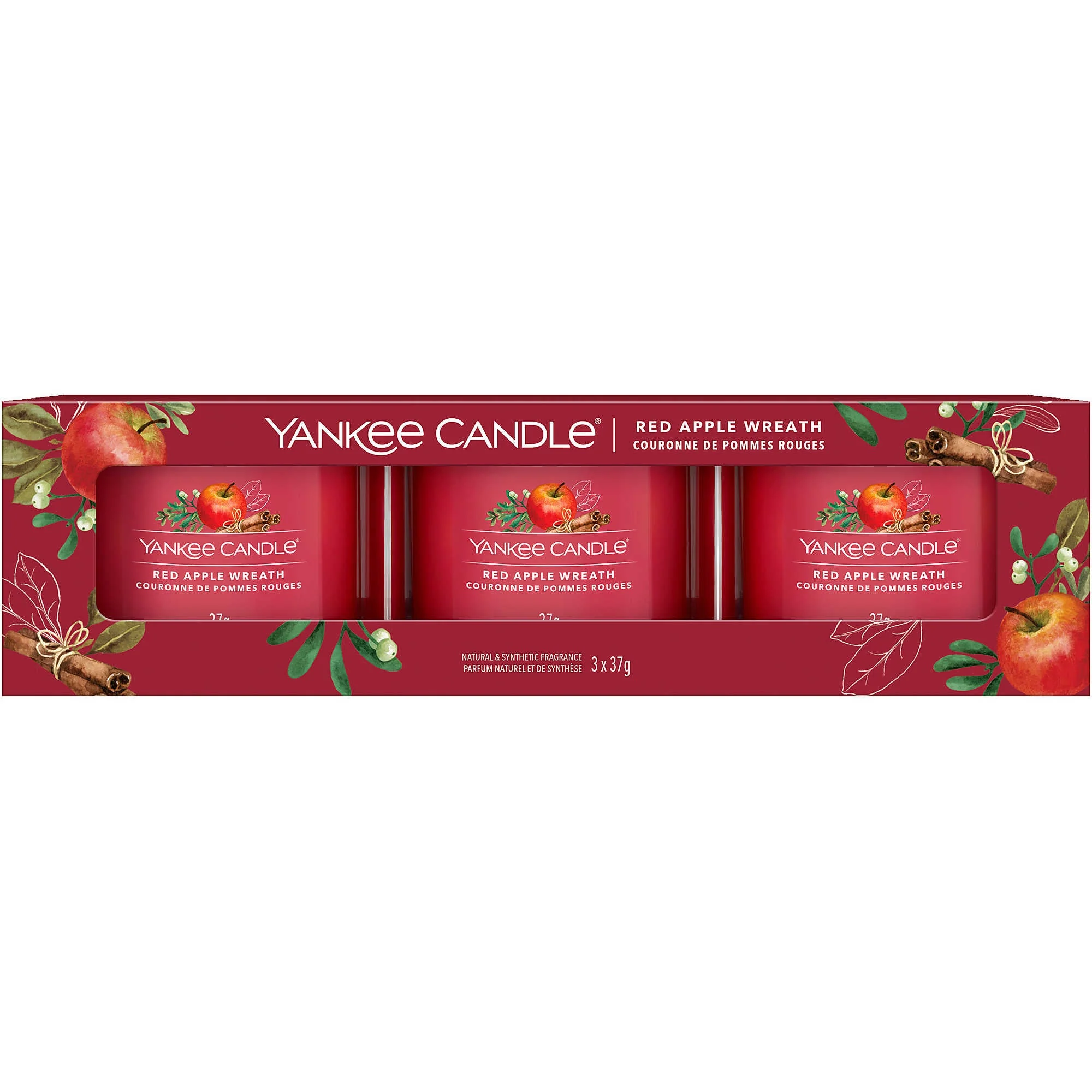 Yankee Candle - Candele votive in vetro - set da 3 - Red Apple Wreath - Image 2