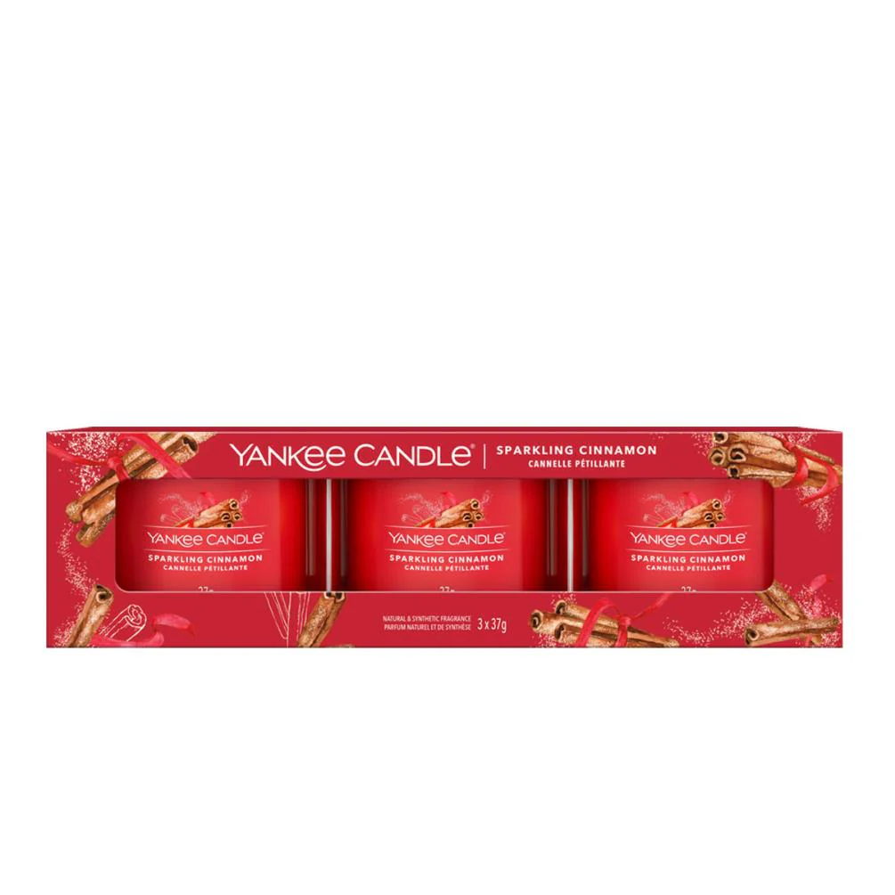 Yankee Candle - Candele votive in vetro - set da 3 - Sparkling Cinnamon